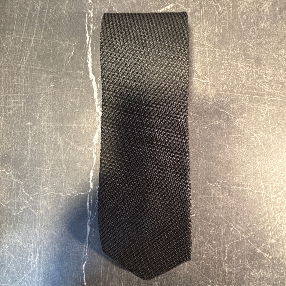 Mens Tie | Tie Bar | Black Silk Knit Pointed Tip Skinny Tie